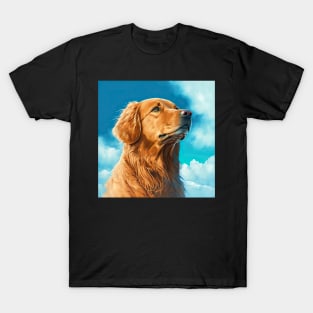 Golden Retriever Curious Dog Open Sky Illustration T-Shirt